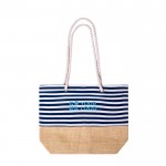 Gestreifte Strandtasche aus Baumwolle mit Jute, 450 g/m2 Ansicht mit Druckbereich