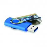 Bedrucken des Clips des USB-Sticks im Vollfarbdruck Farbe blau mit Logo