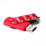Bedrucken des Clips des USB-Sticks im Vollfarbdruck Farbe rot mit Logo