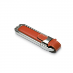 Eleganter USB-Stick aus Leder und Metall zum Bedrucken Farbe braun