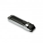 Eleganter USB-Stick aus Leder und Metall zum Bedrucken Farbe schwarz