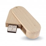 USB-Sticks aus Holz mit Logo Farbe heller Holzton als Werbeartikel