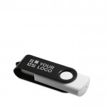 USB-Stick mit weißem Gehäuse und Farbclip Ansicht mit Druckbereich