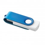 USB-Stick mit weißem Gehäuse und Farbclip Farbe blau