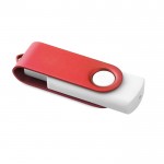 USB-Stick mit weißem Gehäuse und Farbclip Farbe rot