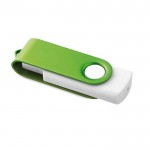 USB-Stick mit weißem Gehäuse und Farbclip Farbe grün