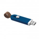 Einziehbarer USB-Stick mit Ledergriff, Farbe Blau
