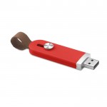 Einziehbarer USB-Stick mit Ledergriff, Farbe Rot