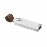 Einziehbarer USB-Stick mit Ledergriff, Farbe Weiß