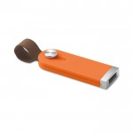 Einziehbarer USB-Stick mit Ledergriff, Farbe Orange