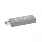 Moderner USB-Stick mit Licht mit Logo bedrucken, Farbe grau