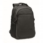 RPET Laptop-Rucksack mit mehreren gepolsterten Taschen 15'' Farbe schwarz