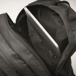Laptop-Rucksack aus RPET-Polyester mit Taschen und Polsterung 15'' Farbe schwarz viertes Detailbild