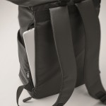 Laptop-Rucksack aus Polyester RPET 15'' mit Reißverschluss Farbe schwarz sechstes Detailbild