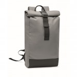 Reflektierender Rucksack mit Rolltop-Verschluss aus Polyester für 15-Zoll-Laptops Farbe mattsilber