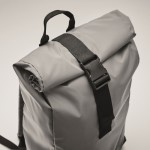 Reflektierender Rucksack mit Rolltop-Verschluss aus Polyester für 15-Zoll-Laptops Farbe mattsilber viertes Detailbild
