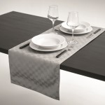 Wasserabweisender Tischläufer aus Polyester mit Mikrofaser 185 g/m2 Farbe grau viertes Detailbild