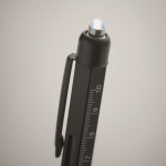 Drehbarer Kugelschreiber aus Stahl mit blauer Tinte und kleinen Funktionen Farbe schwarz viertes Detailbild