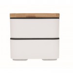 2-stöckige Lunchbox aus recyceltem PP mit Trennwand und Besteck, 2x400 ml Farbe weiß siebte Ansicht