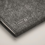 Notizbuch aus RPET-Filz mit linierten A5-Blättern aus recyceltem Papier Farbe dunkelgrau sechstes Detailbild
