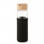 Auslaufsichere Glasflasche mit Smartphone-Halterung, 600 ml Farbe schwarz