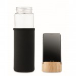Auslaufsichere Glasflasche mit Smartphone-Halterung, 600 ml Farbe schwarz dritte Ansicht