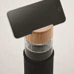 Auslaufsichere Glasflasche mit Smartphone-Halterung, 600 ml Farbe schwarz viertes Detailbild