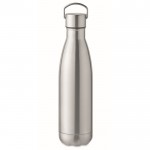 Thermoflasche aus recyceltem Stahl mit auslaufsicherem Deckel mit Griff, 500 ml Farbe mattsilber