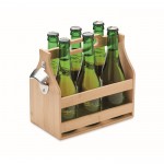 Bierkiste aus Bambus mit Öffner, bietet Platz für 6 Flaschen Farbe holzton zweite Ansicht