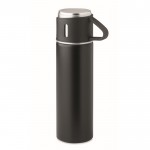 Auslaufsichere Edelstahltrinkflasche, 420ml, 2 Becher, 150ml farbe schwarz