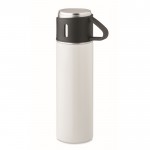 Auslaufsichere Edelstahltrinkflasche, 420ml, 2 Becher, 150ml farbe weiß