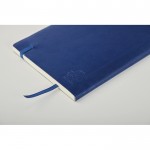 Notizbuch aus recyceltem PU mit Verschlussband, A5 farbe blau zweite Ansicht