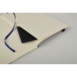 Notizbuch aus recyceltem PU mit Verschlussband, A5 farbe blau drittes Detailbild