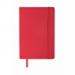Notizbuch aus recyceltem PU mit Verschlussband, A5 farbe rot vierte Ansicht