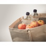 Kühltasche aus Baumwolle mit Kordelgriffen, 220 g/m2 farbe beige viertes Detailbild