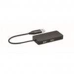3-Port USB Hub aus Aluminium mit Kabel von 20 cm farbe schwarz