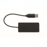 3-Port USB Hub aus Aluminium mit Kabel von 20 cm farbe schwarz zweite Ansicht