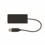 3-Port USB Hub aus Aluminium mit Kabel von 20 cm farbe schwarz dritte Ansicht