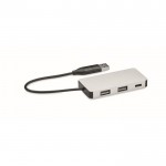 3-Port USB Hub aus Aluminium mit Kabel von 20 cm farbe silber