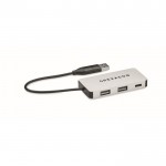 3-Port USB Hub aus Aluminium mit Kabel von 20 cm farbe silber Hauptansicht