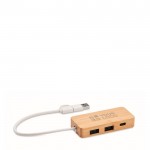 3-Port USB Hub aus Aluminium mit Kabel von 20 cm Ansicht mit Druckbereich