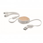Einziehbares Multi-USB-Ladekabel, 90 cm farbe weiß