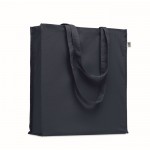 Tasche aus Öko-Baumwolle und Bodenfalte, 220 g/m2 farbe marineblau