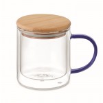 Tasse aus doppelwandigem Borosilikatglas, 300ml farbe blau-transparent