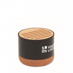 Kabelloser Lautsprecher mit Korkboden und Bambusdetails Ansicht mit Druckbereich
