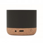 Kabelloser Lautsprecher mit Korkboden und Bambusdetails farbe schwarz fünfte Ansicht