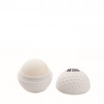 Lippenbalsam in Golfballform mit Vanillearoma, SPF10 Ansicht mit Druckbereich