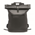 Rolltop-Rucksack für Laptop aus weichem Kunstleder, 15'' farbe schwarz