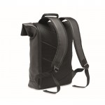 Rolltop-Rucksack für Laptop aus weichem Kunstleder, 15'' farbe schwarz dritte Ansicht