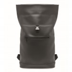 Rolltop-Rucksack für Laptop aus weichem Kunstleder, 15'' farbe schwarz siebte Ansicht